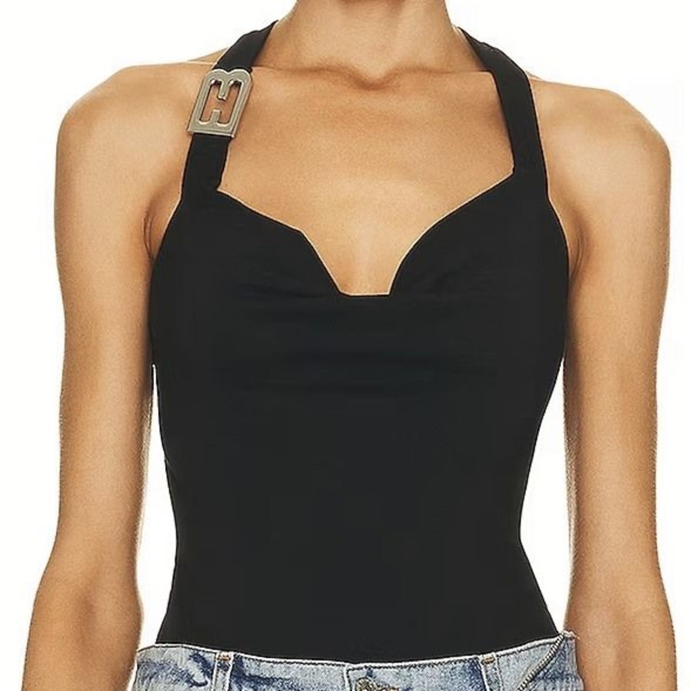 EB Denim cowl buckle top